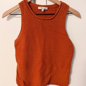 Madewell Bright Orange Textured Knit Tank Top